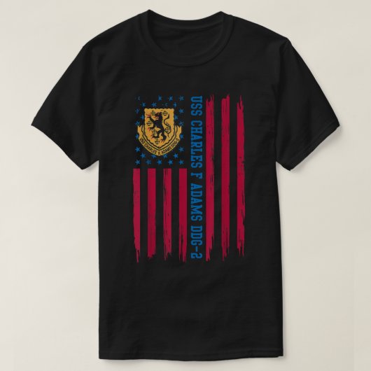 USS Charles F Adams DDG2 USA Flag Guided Missile D T-Shirt (Design vorne)