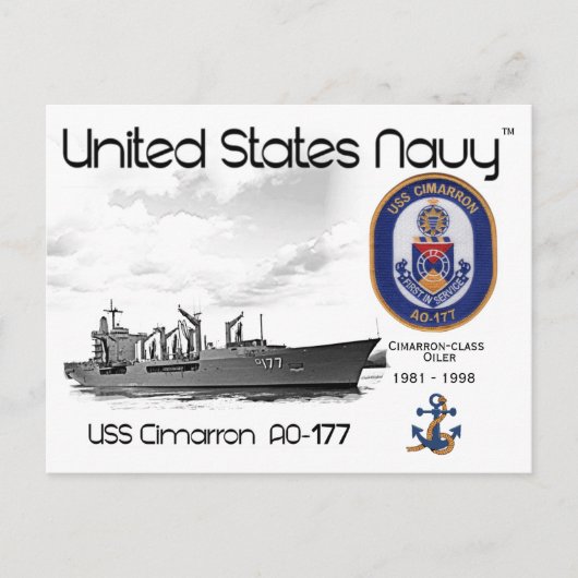 USS CIMARRON AO-177 OILER - POSTCARD POSTKARTE (Vorderseite)