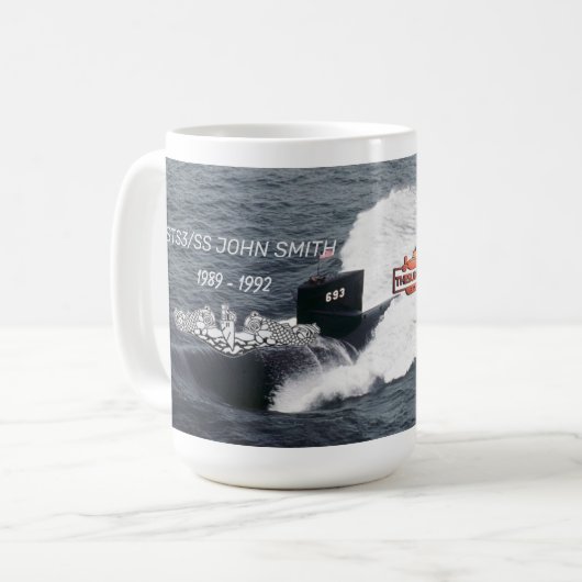 USS Cincinnati (SSN-693) Tasse W/Background (Vorderseite Links)