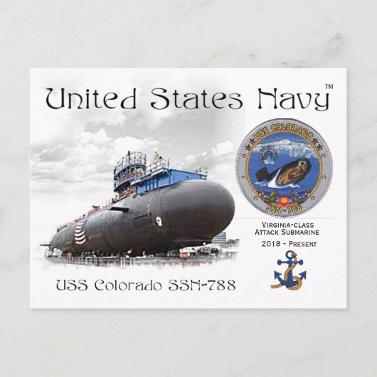 USS COLORADO SSN-788 SUBMARINE POSTCARD POSTKARTE (Vorderseite)