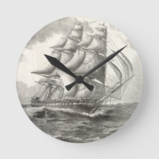 USS Constitution Runde Wanduhr (Vorderseite)