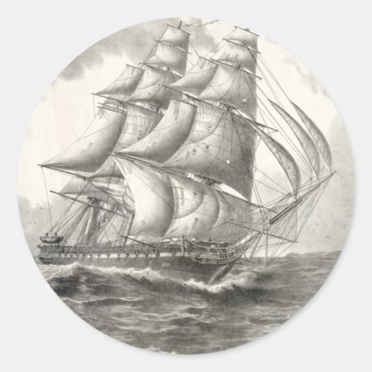 USS Constitution Runder Aufkleber (Vorderseite)