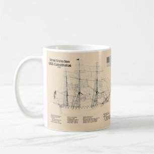 USS Constitution - Schiff Blaupausen SD Kaffeetasse