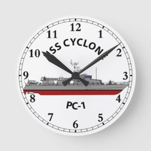 USS Cyclone PC-1 Patrouillen-Küstenschiff Runde Wanduhr