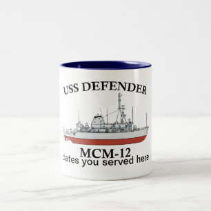 USS Defender MCM-2 Minenabwehrfahrzeug Zweifarbige Tasse
