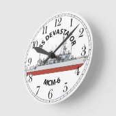 USS Devastator MCM-6 Runde Wanduhr (Winkel)