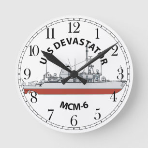 USS Devastator MCM-6 Runde Wanduhr
