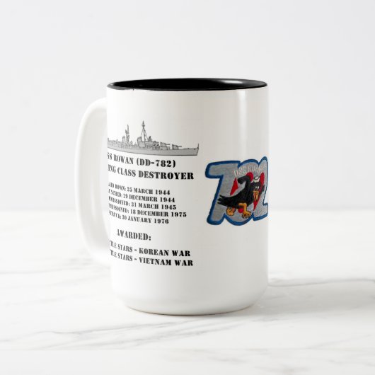 USS-Eberesche (DD-782) Zweifarbige Tasse (Vorderseite Links)