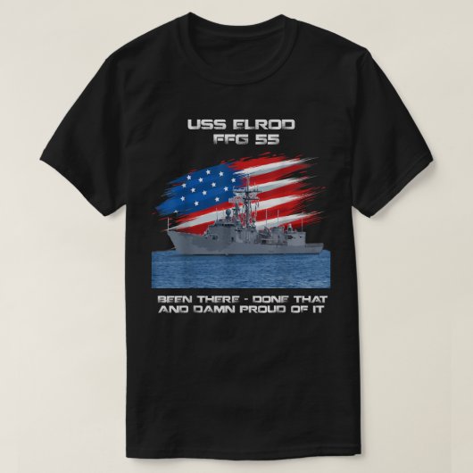 USS Elrod FFG-55 Class Frigate American Flag Veter T-Shirt (Design vorne)