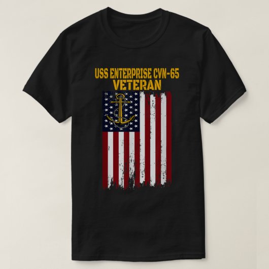 USS Enterprise CVN65 CVAN65 Aircraft Carrier Veter T-Shirt (Design vorne)