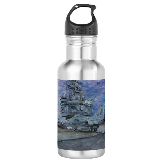 USS ENTERPRISE CVN-65 Flight Deck Edelstahlflasche (Vorderseite)
