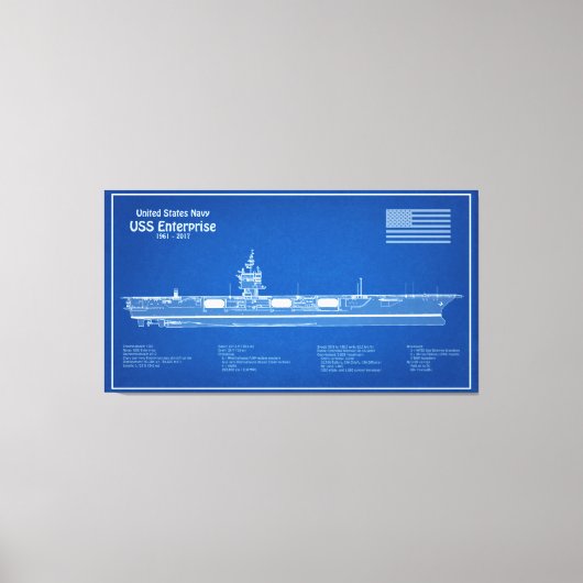 USS Enterprise (NCC-1701) - Pläne für Schiffskonze Leinwanddruck (Vorderseite)