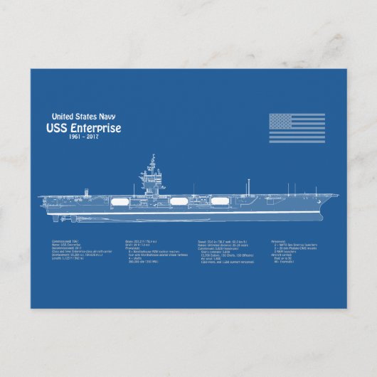 USS Enterprise (NCC-1701) - Pläne für Schiffskonze Postkarte (Vorderseite)