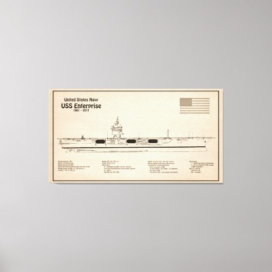 USS Enterprise (NCC-1701) - Schiffskatalog SD Leinwanddruck (Vorderseite)