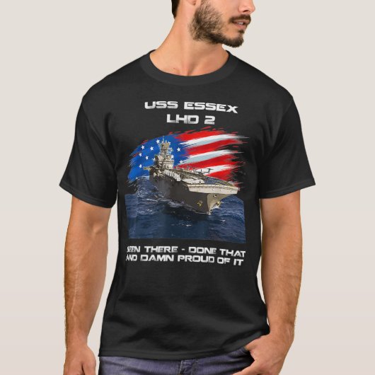 USS Essex LHD2 Amphibious Assault Ship Veteran USA T-Shirt (Vorderseite)