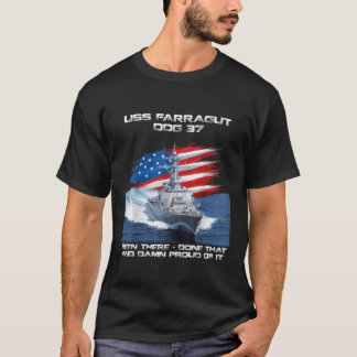 USS Farragut DDG 37 Destroyer Ship USA Flag Vetera T-Shirt
