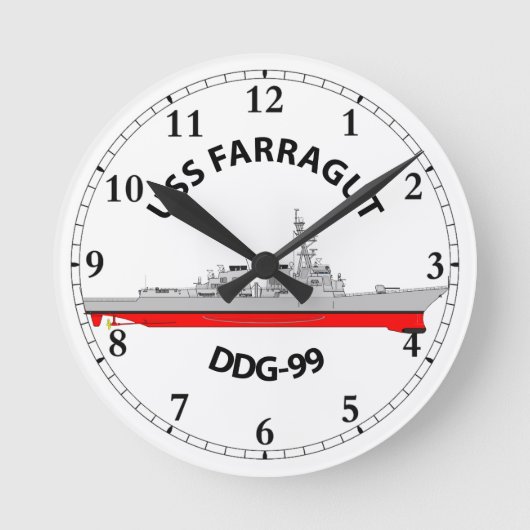 USS FARRAGUT - DDG-99 - ARLEIGH BURKE RUNDE WANDUHR (Vorderseite)