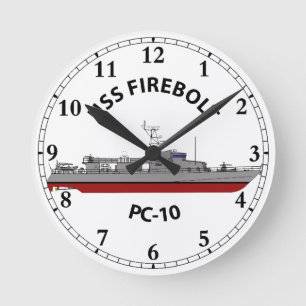 USS Firebolt PC-10 Patrouillen-Küstenboot Runde Wanduhr
