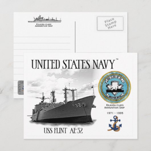 USS FLINT AE-32 AMMUNITION SHIP - Postkarte (Vorne/Hinten)