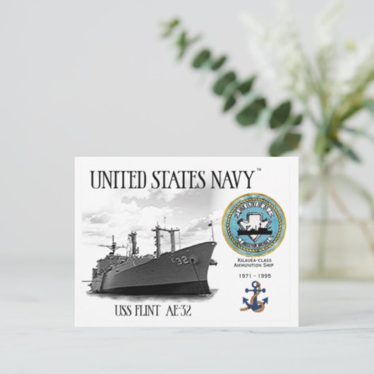 USS FLINT AE-32 AMMUNITION SHIP - Postkarte (Stehend Vorderseite)