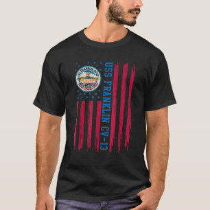 USS Franklin CV 13 American Flag Aircraft Carrier T-Shirt