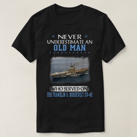 USS Franklin D Roosevelt CV42 Aircraft Carrier Vet T-Shirt (Design vorne)