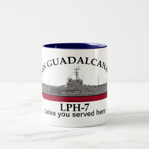 USS Guadalcanal, LPH-7, mit kundenspezifischen Dat Zweifarbige Tasse