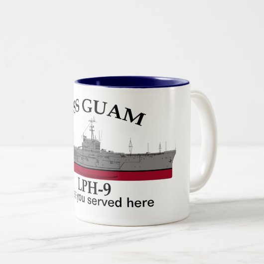 USS Guam, LPH-9, kundenspezifische Daten Zweifarbige Tasse (VorderseiteRechts)