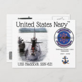 USS HADDOCK SSN-621 SUBMARINE POSTCARD POSTKARTE (Vorne/Hinten)