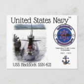 USS HADDOCK SSN-621 SUBMARINE POSTCARD POSTKARTE (Vorderseite)
