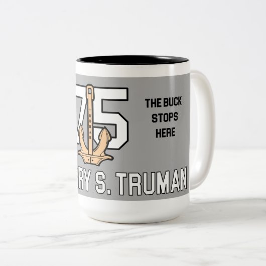 USS HARRY S. TRUMAN TASSE CVN-75 BUCK STOPS HIER (VorderseiteRechts)