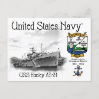 USS HUNLEY AS-31 SUBMARINE TENDER POSTCARD