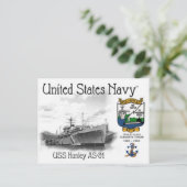 USS HUNLEY AS-31 SUBMARINE TENDER POSTCARD POSTKARTE (Stehend Vorderseite)