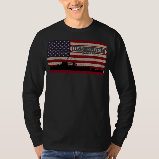 USS Hurst DE 250 WW2 Ship American Flag T-Shirt (Vorderseite)