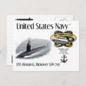 USS HYMAN G. RICKOVER SSN-795 SUBMARINE a POSTCARD Postkarte (Vorne/Hinten)