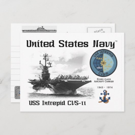 USS INTREPID CVS-11 AIRCRAFT CARRIER - Postkarte (Vorne/Hinten)