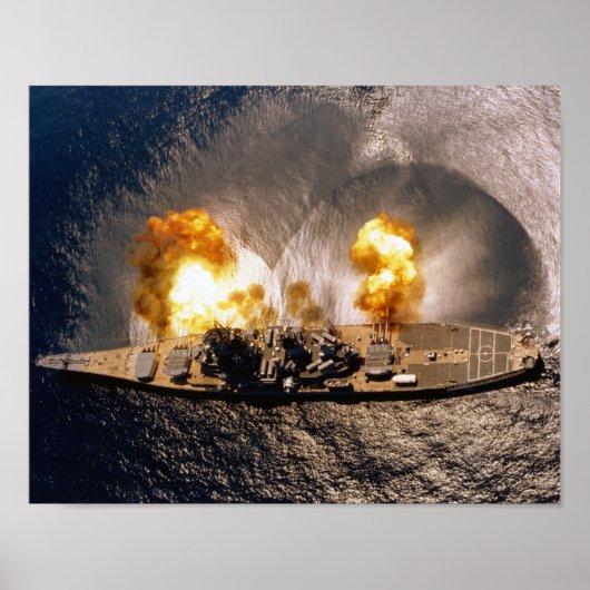 USS Iowa - Battleship Firing Broadside - 1984 Poster (Vorne)