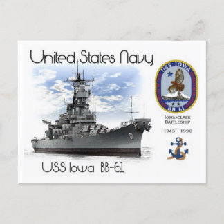 USS IOWA BB-61 BATTLESHIP - Postkarte