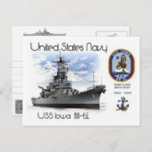 USS IOWA BB-61 BATTLESHIP - Postkarte (Vorne/Hinten)