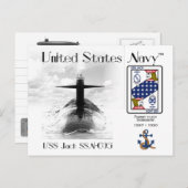 USS JACK SSN-605 SUBMARINE - POSTCARD POSTKARTE (Vorne/Hinten)