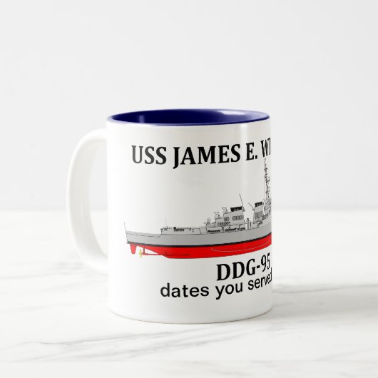 USS James E Williams, DDG-95, anpassbare Daten Zweifarbige Tasse (Vorderseite Links)