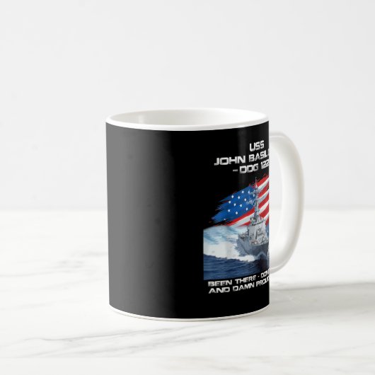 USS John Basilone DDG-122 Destroyer Ship USA Flag Kaffeetasse (VorderseiteRechts)