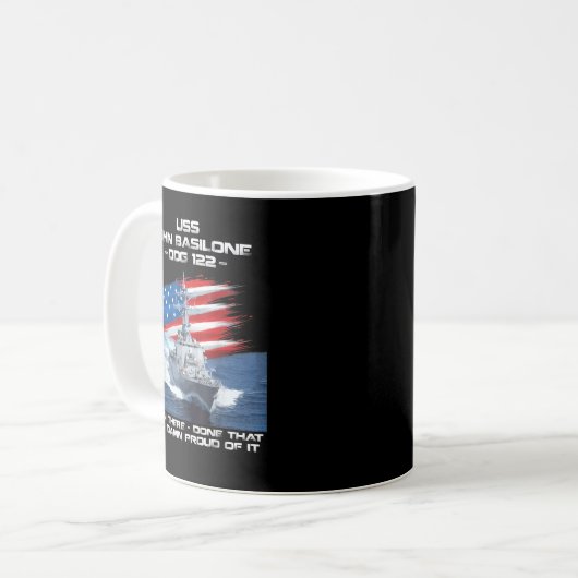 USS John Basilone DDG-122 Destroyer Ship USA Flag Kaffeetasse (Vorderseite Links)