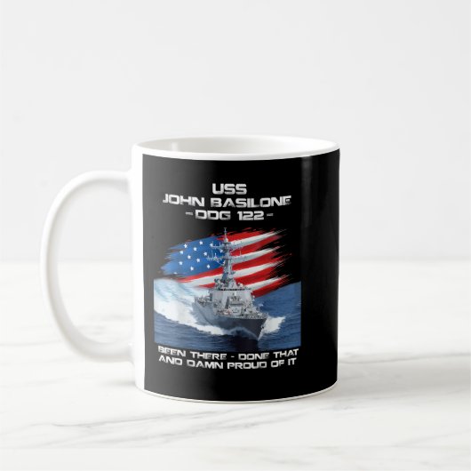 USS John Basilone DDG-122 Destroyer Ship USA Flag Kaffeetasse (Links)