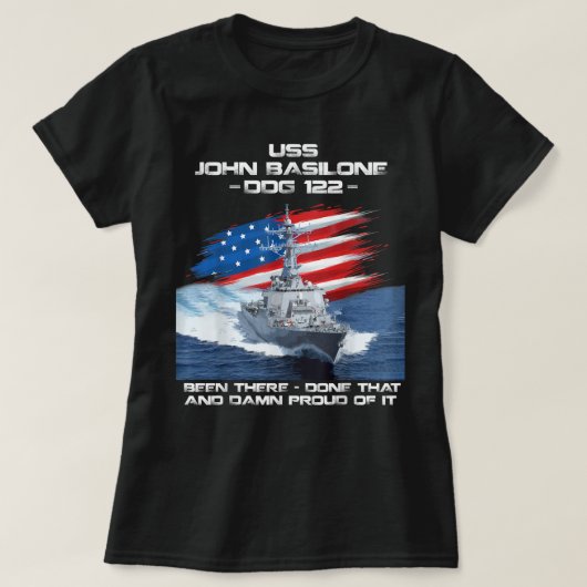 USS John Basilone DDG-122 Destroyer Ship USA Flag T-Shirt (Design vorne)