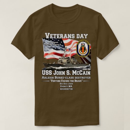 USS John S McCain Destroyer Veterans T-Shirt (Design vorne)