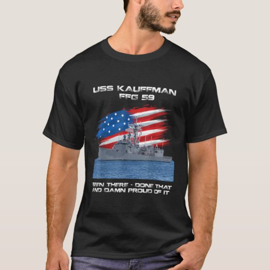 USS Kauffman FFG 59 Class Frigate American Flag Ve T-Shirt (Vorderseite)