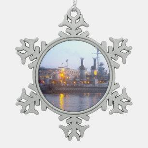 USS KIDD SCHNEEFLOCKEN Zinn-Ornament