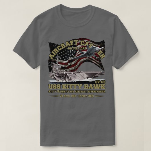 USS Kitty Hawk CV63 Flugzeugrier T-Shirt (Design vorne)