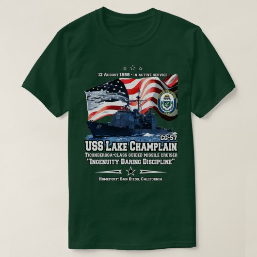 USS Lake Champlain CG57 Cruiser T-Shirt (Design vorne)